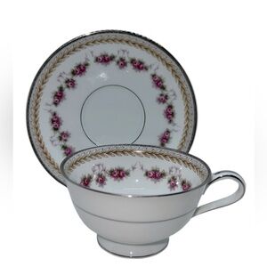 RC TEACUP & SAUCER VINTAGE 1950s PATTERN NORITAKE 564 VICTORIAN ROSES AND LAUREL